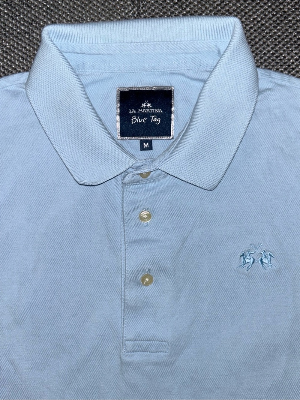 La Martina Blue Tag Men's Light Blue Polo Shirt Medium Classic Fit Preppy